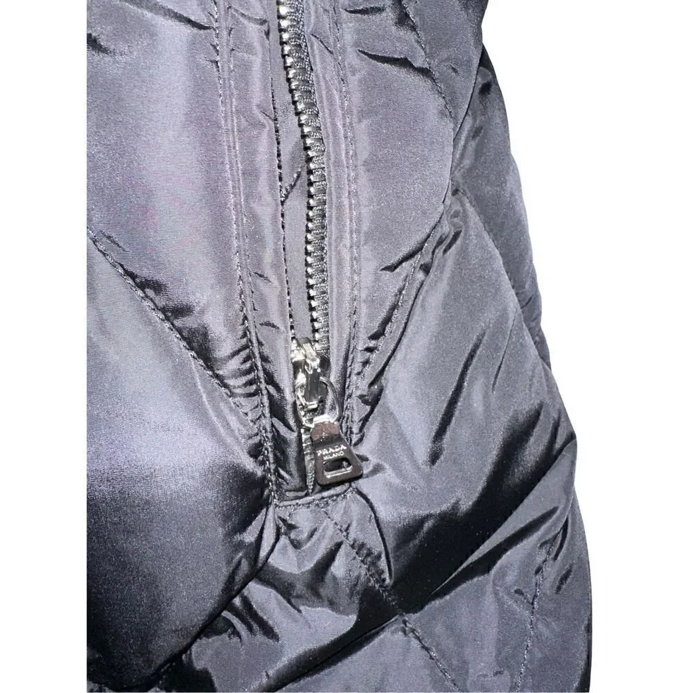 Prada fur trimmed hoodie down jacket size S